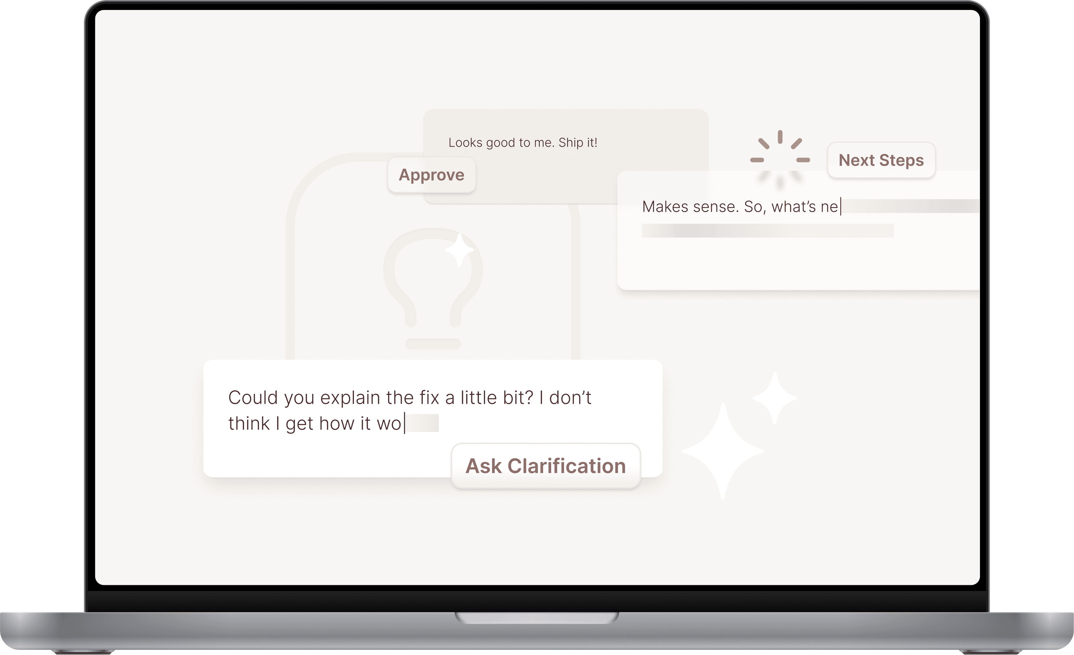 Laptop screen showing showing categorisation of conversations in Zivy Inbox